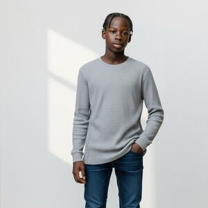 GAP Heather Gray Waffle Knit Top